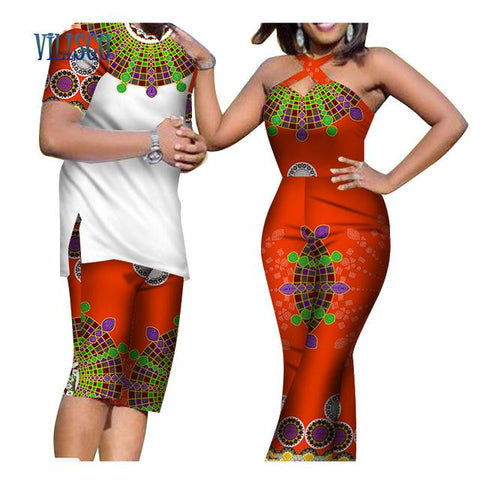 African Dashiki Print Couples Summer Clothing Sets AlansiHouse 16 S 