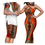 African Dashiki Print Couples Summer Clothing Sets AlansiHouse 