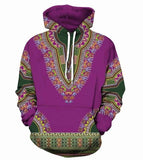 African Dashiki Style Hoodie AlansiHouse Purple XS 