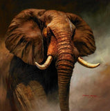 African Elephant Landscape Oil Painting on Canvas AlansiHouse 30x30 cm Unframed PC5002 