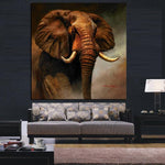 African Elephant Landscape Oil Painting on Canvas AlansiHouse 
