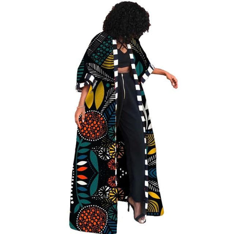 African Ethnic Vintage Floral Print Trench Coat AlansiHouse Style4 S 