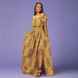 African Floral Print 2 Piece Off Shoulder Dress AlansiHouse Color 5 Suit S 