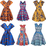 African Floral Print Pleated Dress AlansiHouse 
