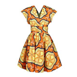 African Floral Print Pleated Dress AlansiHouse Color 10 S 