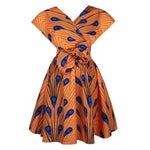 African Floral Print Pleated Dress AlansiHouse Color 4 S 