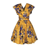 African Floral Print Pleated Dress AlansiHouse Color 5 L 