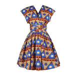 African Floral Print Pleated Dress AlansiHouse Color 7 L 