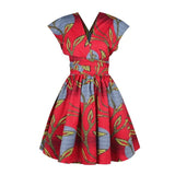 African Floral Print Pleated Dress AlansiHouse Color 9 L 