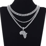 African Map Gold/Silver Pendant + Necklace AlansiHouse 