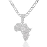 African Map Gold/Silver Pendant + Necklace AlansiHouse cuban chain 2 only Pendant 