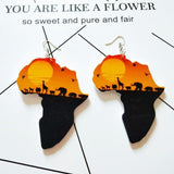 African Map Tribal Wood Earrings AlansiHouse N 