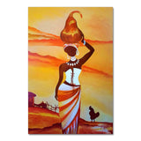 African Rural Life Vintage Style Canvas Painting AlansiHouse 20x30cm No Frame 2180-02 