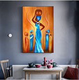 African Rural Life Vintage Style Canvas Painting AlansiHouse 