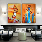 African Rural Life Vintage Style Canvas Painting AlansiHouse 