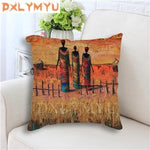African Style Printed Oil Painting Cushion Cover AlansiHouse 450mm*450mm 1 as picture 