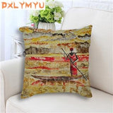 African Style Printed Oil Painting Cushion Cover AlansiHouse 450mm*450mm 3 as picture 