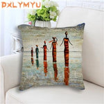 African Style Printed Oil Painting Cushion Cover AlansiHouse 450mm*450mm 4 as picture 