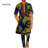African Wax Print 2 Piece Long Top and Pants Set AlansiHouse 