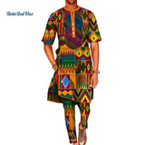 African Wax Print 2 Piece Long Top and Pants Set AlansiHouse 2 XS 