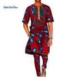 African Wax Print 2 Piece Long Top and Pants Set AlansiHouse 3 XS 