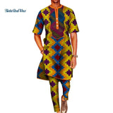 African Wax Print 2 Piece Long Top and Pants Set AlansiHouse 