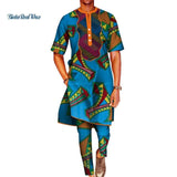 African Wax Print 2 Piece Long Top and Pants Set AlansiHouse 7 XS 