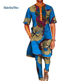 African Wax Print 2 Piece Long Top and Pants Set AlansiHouse 9 XS 