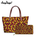 African Wax Print Top-Handle Large Handbag and Leather Wallet Purse Sets AlansiHouse Clear L 