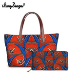 African Wax Print Top-Handle Large Handbag and Leather Wallet Purse Sets AlansiHouse Multi L 