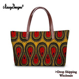 African Wax Print Top-Handle Large Handbag and Leather Wallet Purse Sets AlansiHouse Yellow L 