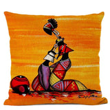 African Woman Cushion Cover + Abstract Painting Decorative Pillow Cases AlansiHouse 450mm*450mm 04 
