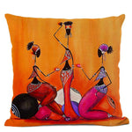 African Woman Cushion Cover + Abstract Painting Decorative Pillow Cases AlansiHouse 450mm*450mm 08 