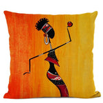 African Woman Cushion Cover + Life Abstract Painting Decorative Pillows AlansiHouse 450mm*450mm 02 