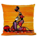 African Woman Cushion Cover + Life Abstract Painting Decorative Pillows AlansiHouse 450mm*450mm 04 