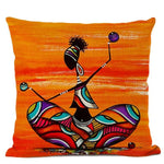 African Woman Cushion Cover + Life Abstract Painting Decorative Pillows AlansiHouse 450mm*450mm 05 