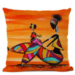 African Woman Cushion Cover + Life Abstract Painting Decorative Pillows AlansiHouse 450mm*450mm 06 