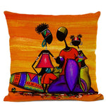 African Woman Cushion Cover + Life Abstract Painting Decorative Pillows AlansiHouse 450mm*450mm 07 