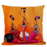 African Woman Cushion Cover + Life Abstract Painting Decorative Pillows AlansiHouse 450mm*450mm 08 
