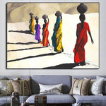 African Woman Walking in Desert Painting on Canvas AlansiHouse 