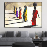 African Woman Walking in Desert Painting on Canvas AlansiHouse 