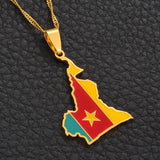Anniyo Cameroon Map Flag Color Pendant and Necklace AlansiHouse 