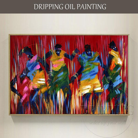 Artist Hand-painted High Quality Abstract African Dancing Oil Painting on Canvas AlansiHouse 