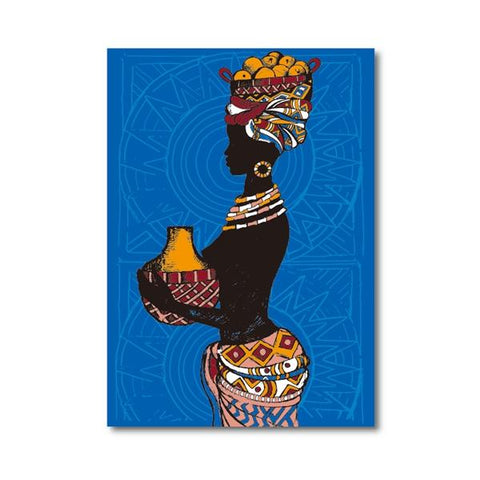 Beautiful African Black Woman Illustration Wall Canvas Painting AlansiHouse A5 15x21 cm No Frame PH4812 
