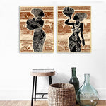 Beautiful African Girl Print + Vintage Poster Wall Art Canvas Painting AlansiHouse 