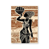 Beautiful African Girl Print + Vintage Poster Wall Art Canvas Painting AlansiHouse 60x80 cm No Frame PH4465 