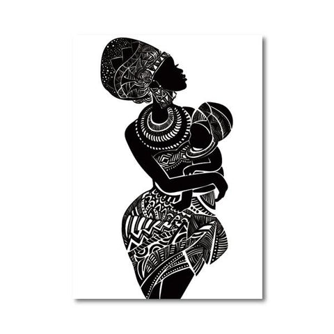 Beautiful African Woman With Baby Wall Canvas Poster AlansiHouse 50x70 cm No Frame PH4585 