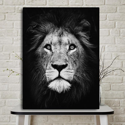 Black and White Wild Africa Lion Landscape Canvas Painting AlansiHouse 