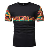 Black Patchwork African Dashiki T Shirt Men AlansiHouse Black L 