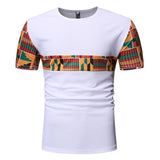 Black Patchwork African Dashiki T Shirt Men AlansiHouse White L 